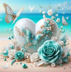 Diamantové maľovanie srdce s motýľmi 30 × 40 cm