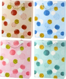 Pastelová darčeková taška so zlatými bodkami