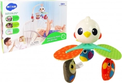 Hudobný kolotoč na postieľku a kočík s farebnými vtáčikmi