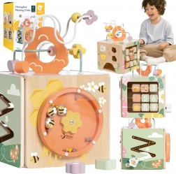 Klasická drevená vzdelávacia kocka 5v1