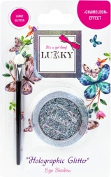 Gélové očné tiene s holografickými trblietkami a štetcom Lukky