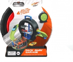 Herná súprava v kufri v tvare pneumatiky so 4 autíčkami