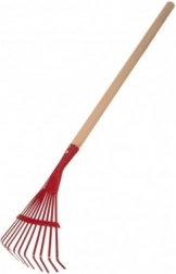 Detské planžetové hrable s drevenou násadou 80 cm – Červené