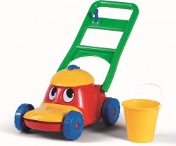 Veselá plastová kosačka na trávu pre deti