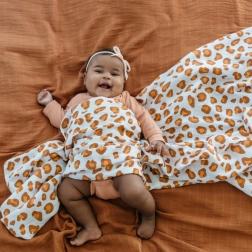 Tommy Lise bavlnená mušelínová plienka biely leopard 120 × 120 cm