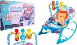 Lehátko a hojdačka s vibráciami modrý lev