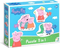Puzzle Prasiatko Peppa – rodina 3v1 (2, 3 a 4 dieliky) DODO