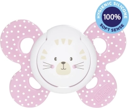 CHICCO cumlík Physio Comfort silikónový 6–16 mesiacov – mačka, 1 ks