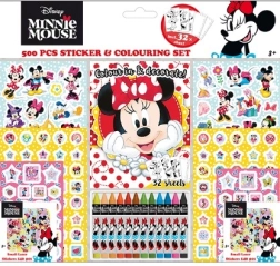 Samolepkový set s omaľovánkami a voskovkami Minnie – 500 ks