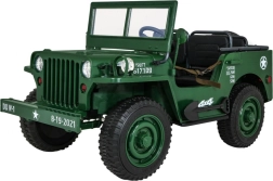 retro vojenské detské auto pre 3 deti zelený jeep willys 4x4