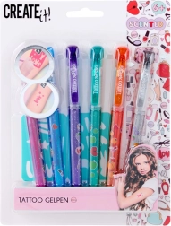 Tetovacia sada s voňavými gélovými perami a šablónami, 6 farieb