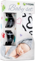 Bambusová súprava T-Tomi čierne srdcia