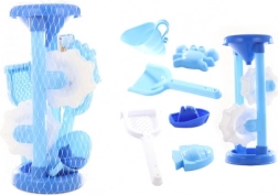 Detský modrý mlynček na piesok a vodu s formičkami