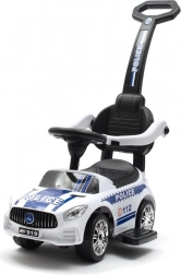 Detské odrážadlo s vodiacou tyčou a zvukmi POLICE – biele