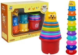 Pyramída Poháriky pre Deti s Mačacím Vzorom