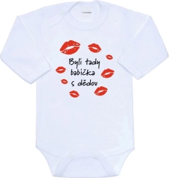Dojčenské body s potlačou New Baby Boli tu babička s dedom, dlhý rukáv
