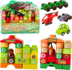 Stavebnica pre deti dinosauri s písmenami a číslami v taške 91 dielov