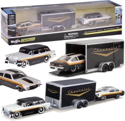 Maisto kovové autá Chevrolet Nomad 1955 a Chevrolet Vega 1971 s prívesom