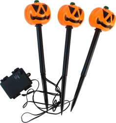 LED záhradný zápich tekvice Halloween, sada 3 ks, 30 cm