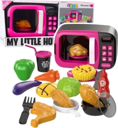 Detská mikrovlnná rúra s príslušenstvom, svetlami a zvukmi – ružová