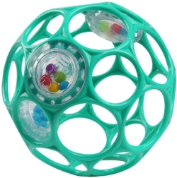 Oball hrkajúca loptička rattle 10 cm, tmavá tyrkysová
