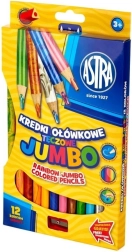 Astra dúhové jumbo pastelky 12 ks s strúhadlom