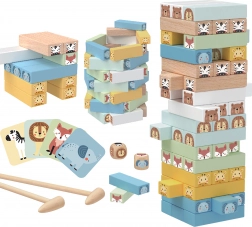 WOOPRIE Drevená hra Chvejúcou veža Zvieratká 82 ks
