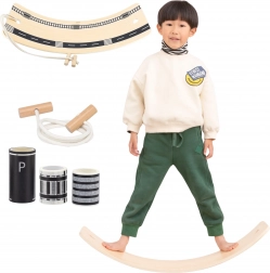 Drevená balančná doska Viga s lanom a cestou