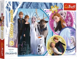 Puzzle 100 dielikov s trblietkami – DISNEY FROZEN 2: v žiari lásky