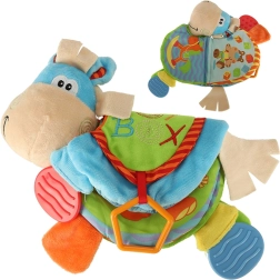 Detská senzorická knižka s hrkálkou a hryzátkom Oslíček