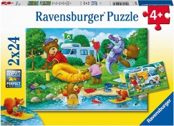 Puzzle Medvedia rodina kempuje 2×24 dielikov RAVENSBURGER