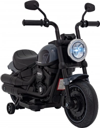 Detská elektrická motorka Chopper Faster s FM rádiom, audio panelom a LED – Sivá