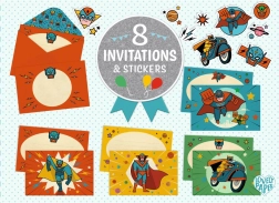 DJECO darčeková sada pozvánok Superhrdinovia