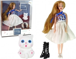 Bábika EMILY s bielym mačiatkom a doplnkami