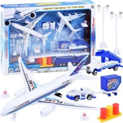 Sada hračiek letiska lietadla vozidla