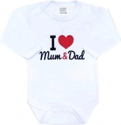 detské bavlnené body s potlačou i love mum and dad – dlhý rukáv