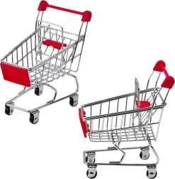 Mini kovový nákupný vozík pre deti a bábiky – dekorácia a organizér