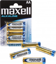 Alkalické batérie MAXELL AA LR6, 1,5 V – balenie 4 ks