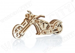 Drevené 3D puzzle motorka CHOPPER – mini model, 22 dielikov