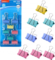 Sada farebných kancelárskych klipsov 25 mm 8 ks