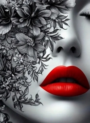 Diamantové maľovanie žena s červenými perami 30 × 40 cm