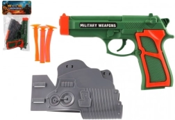 Detská pištoľ s prísavkovými šípkami a puzdrom, 3 šípky, plast, 19 × 13 cm