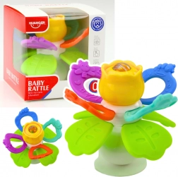 Detská senzorická hračka Kvet s otočnou časťou a prísavkou