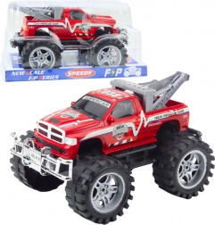 Záchranné terénne auto s ťahačom, zadný pohon, červené 27 cm