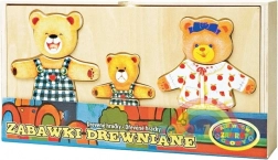 Obleč rodinku medvedíkov – drevená obliekacia hra