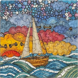 Štvorcové puzzle Q Silver: plachetnica 72 dielikov