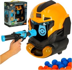strelecká hra s robotickou hlavou a penovými guľôčkami
