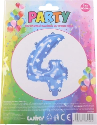 Nafukovací balónik číslo 4 modrý s hviezdičkami