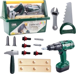 Detská sada náradia v skrinke s akumulátorovým skrutkovačom, 14 dielov