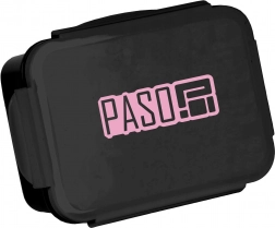 Lunch box PASO Basic 650 ml, čierny s ružovým logom